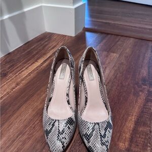 Cole Haan Snake-Print Almond Toe Block Heels